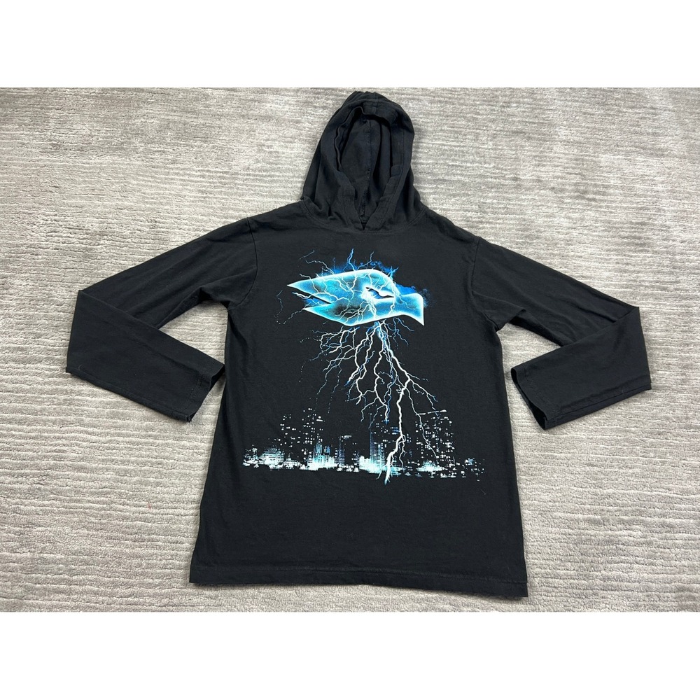 Tony Hawk Hooded Tee Boys Size M Black Lightning Hawk City Graphic Long Sleeve
